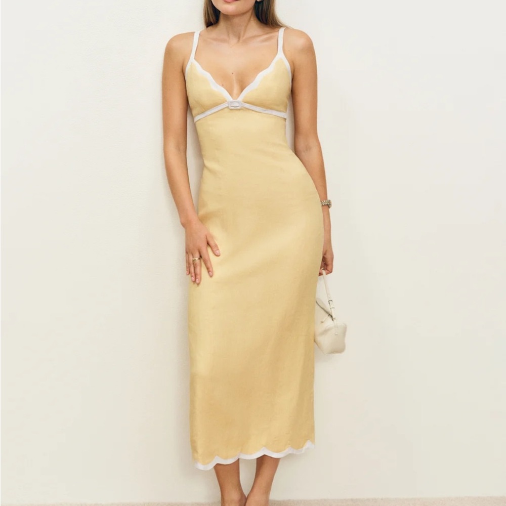 Reformation Sara Linen Dress Yellow - Size 4